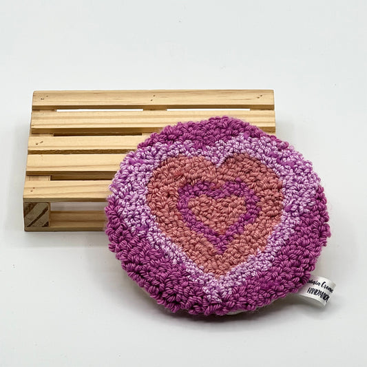 Posavasos punch needle Hearts - Shikworks