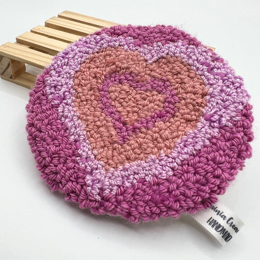 Posavasos punch needle Hearts - Shikworks