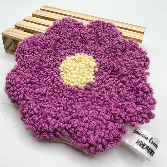 Posavasos punch needle flor morada - Shikworks