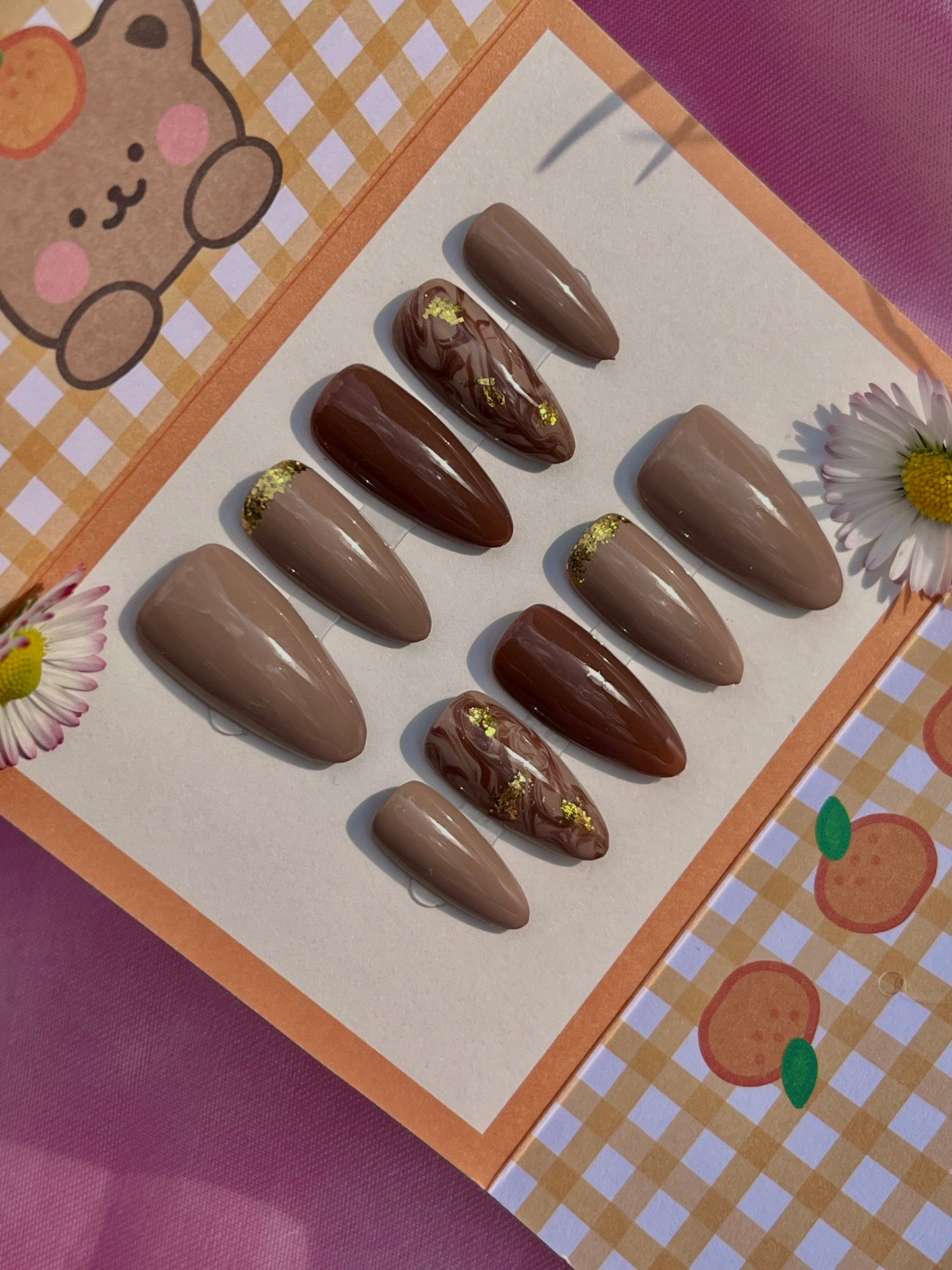 Caramel Glow press-on nails - Shikworks