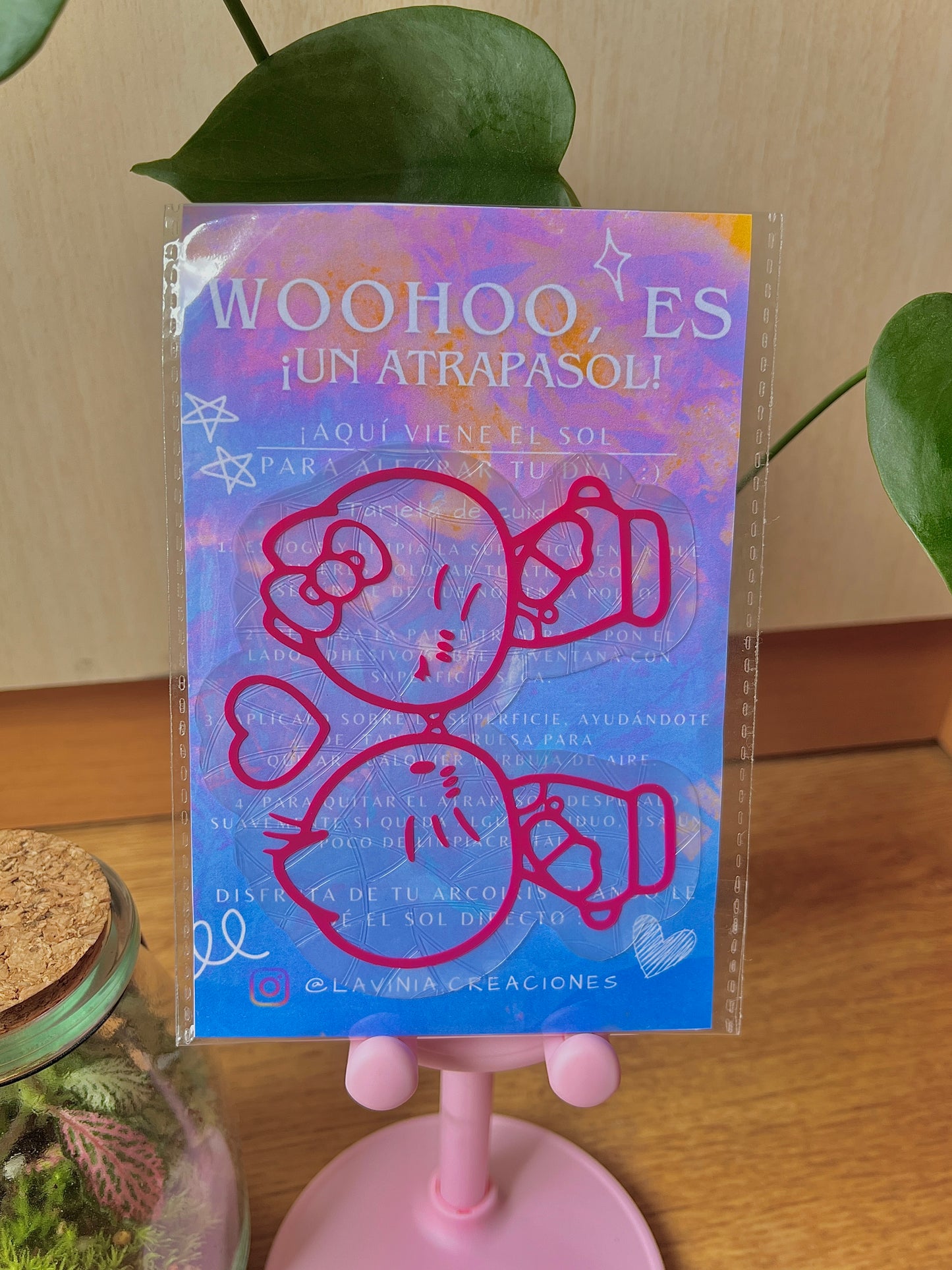 Atrapasoles mágicos rosa | Stickers de arcoíris para ventana |