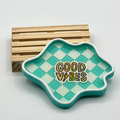 Bandeja 3D Good Vibes cuadros turquesa - Shikworks