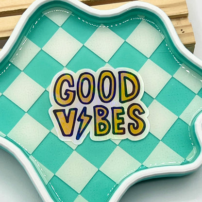 Bandeja 3D Good Vibes cuadros turquesa - Shikworks
