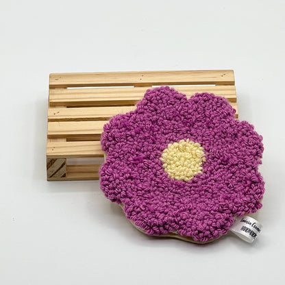 Posavasos punch needle flor morada - Shikworks