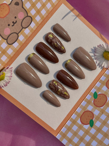Caramel Glow press-on nails - Shikworks