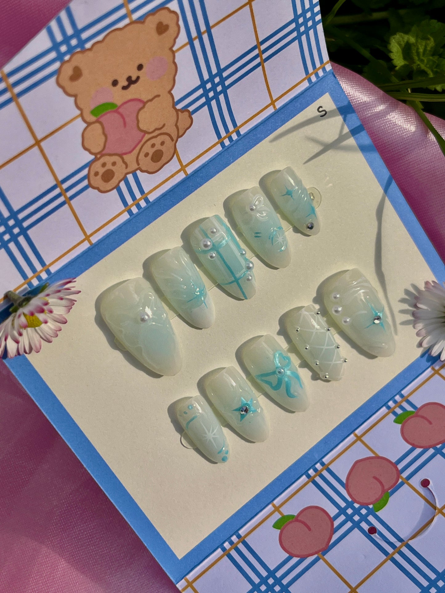 Frosted Blue press-on nails