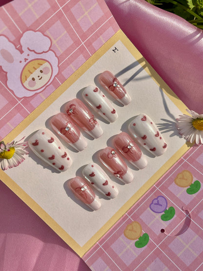 Romantic Hearts press-on nails